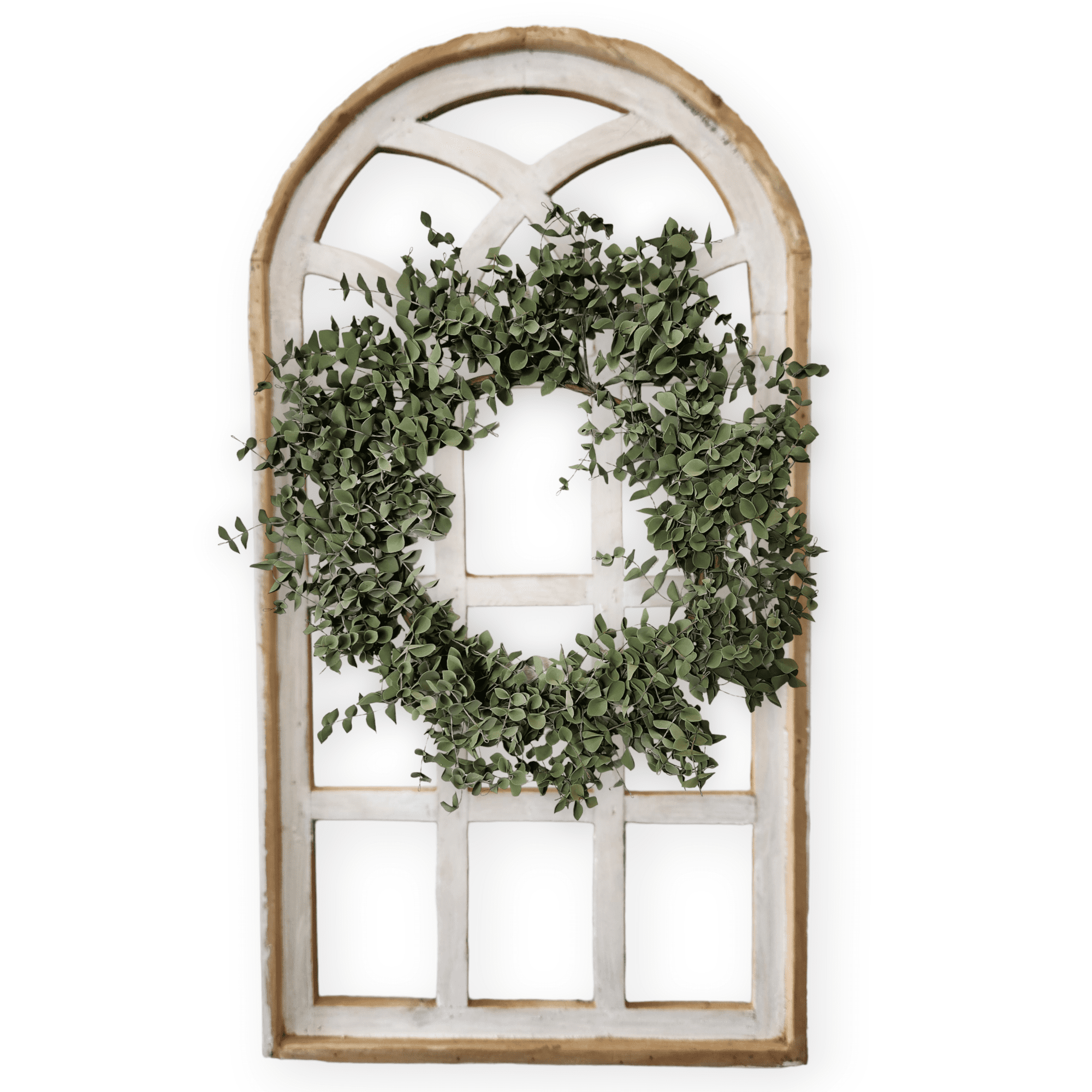 Farmhouse Wooden Wall Window Arch - The Paradise Fields Large Wood Window Frame 2 Sizes 44" and 48" - Paradise Fields + Wreaths wall windowsRanch Junkie